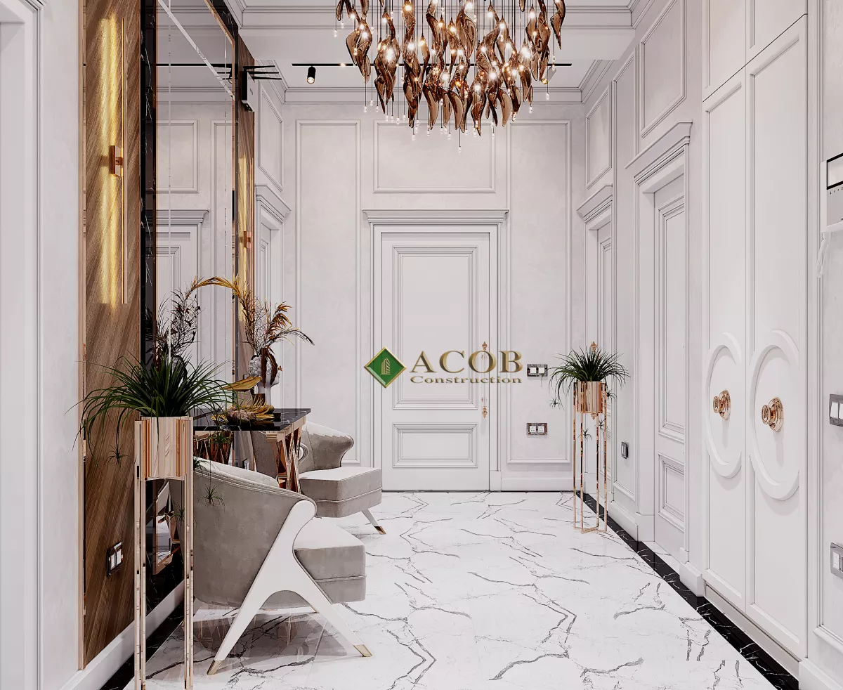 Ağ şəhər (125 m²) mənzilin interyer dizaynı