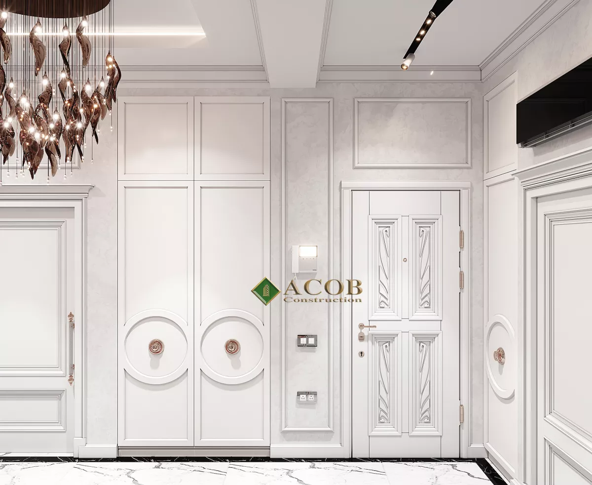 Ağ şəhər (125 m²) mənzilin interyer dizaynı