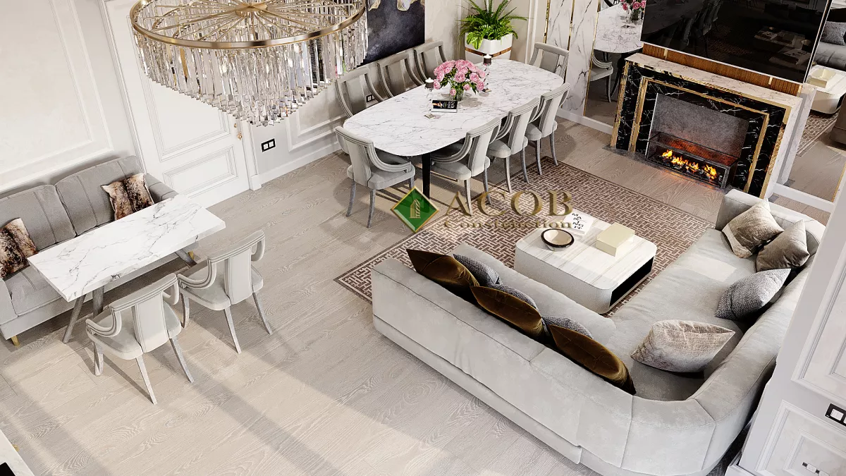 Ağ şəhər (125 m²) mənzilin interyer dizaynı