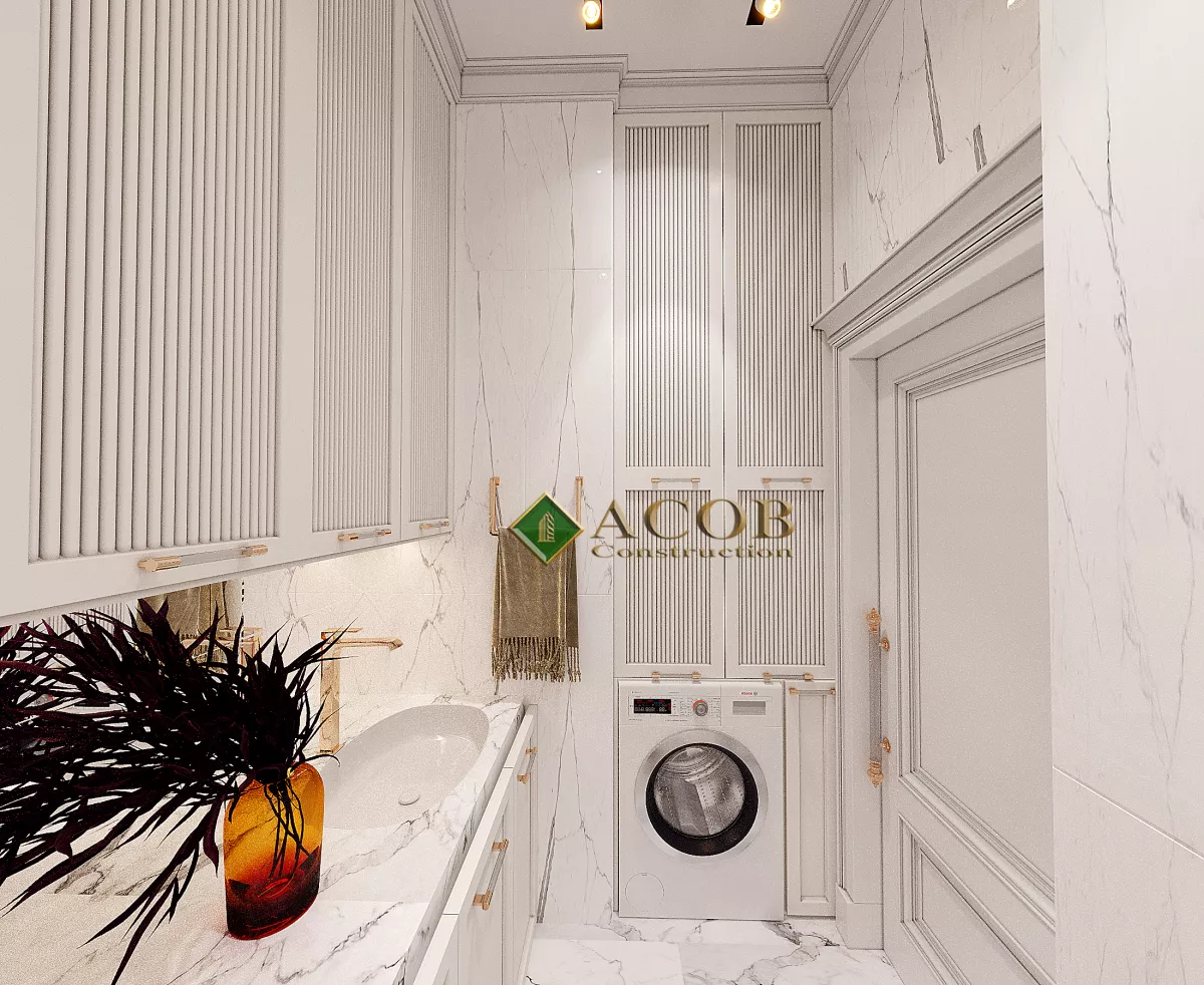Ağ şəhər (125 m²) mənzilin interyer dizaynı