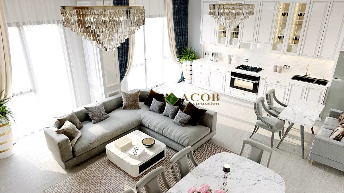 Ağ şəhər (125 m²) mənzilin interyer dizaynı