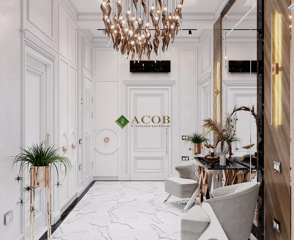 Ağ şəhər (125 m²) mənzilin interyer dizaynı