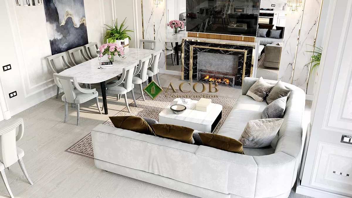 Ağ şəhər (125 m²) mənzilin interyer dizaynı