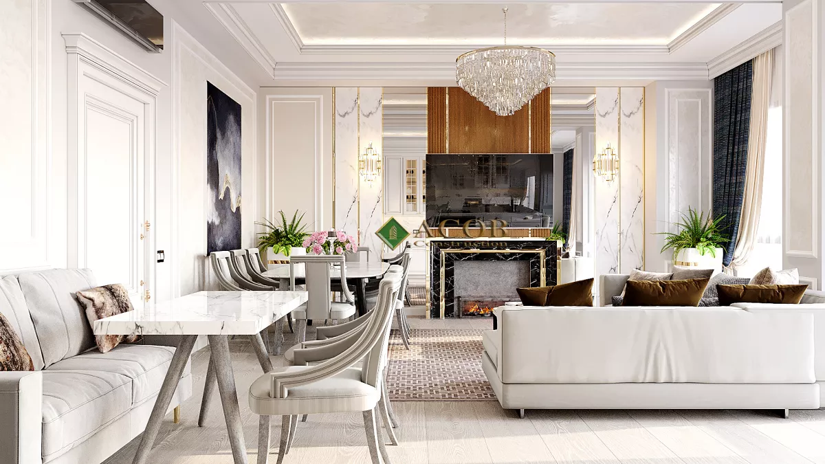 Ağ şəhər (125 m²) mənzilin interyer dizaynı