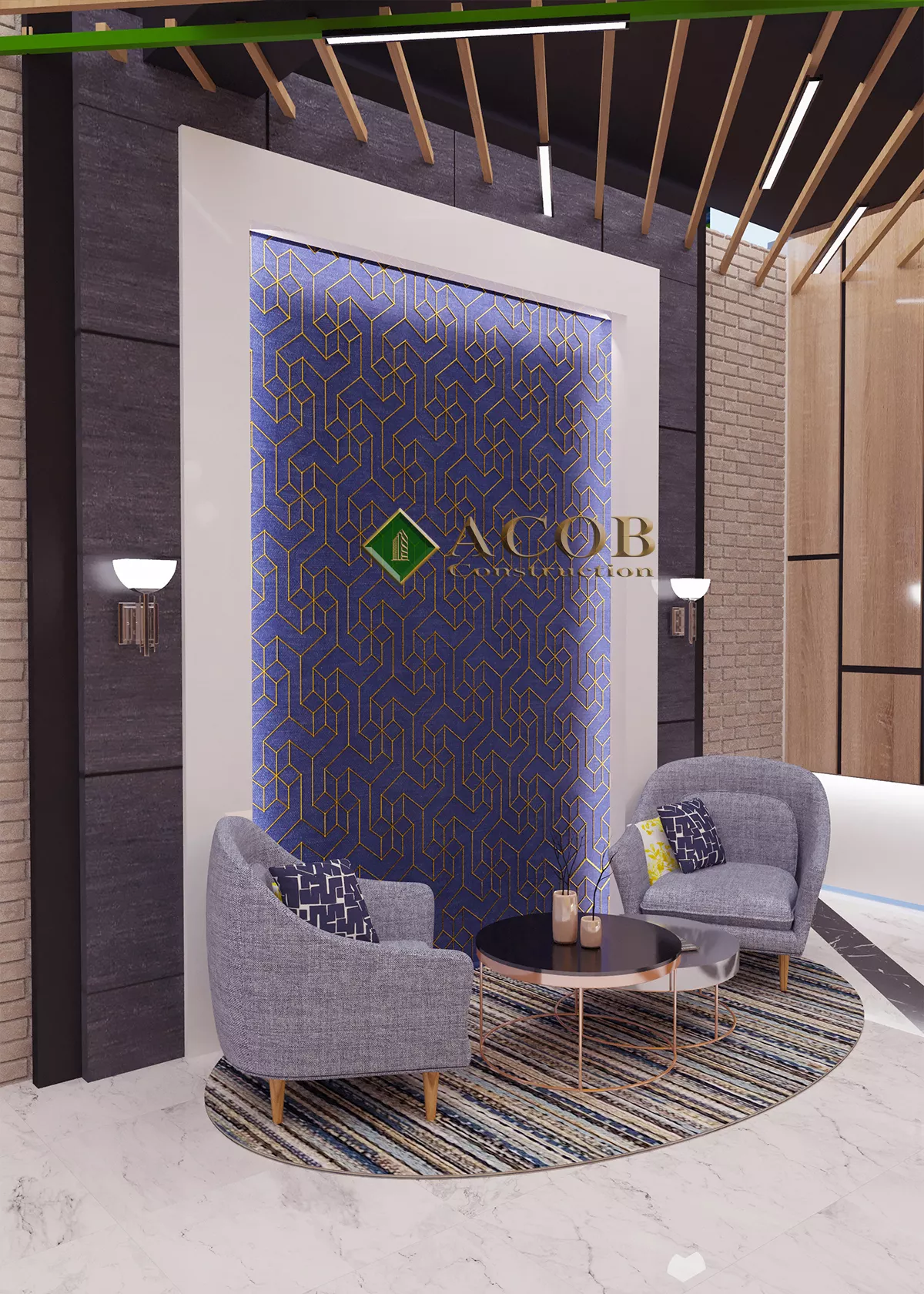 Ağ şəhər (220 m²) ofisin interyer dizaynı