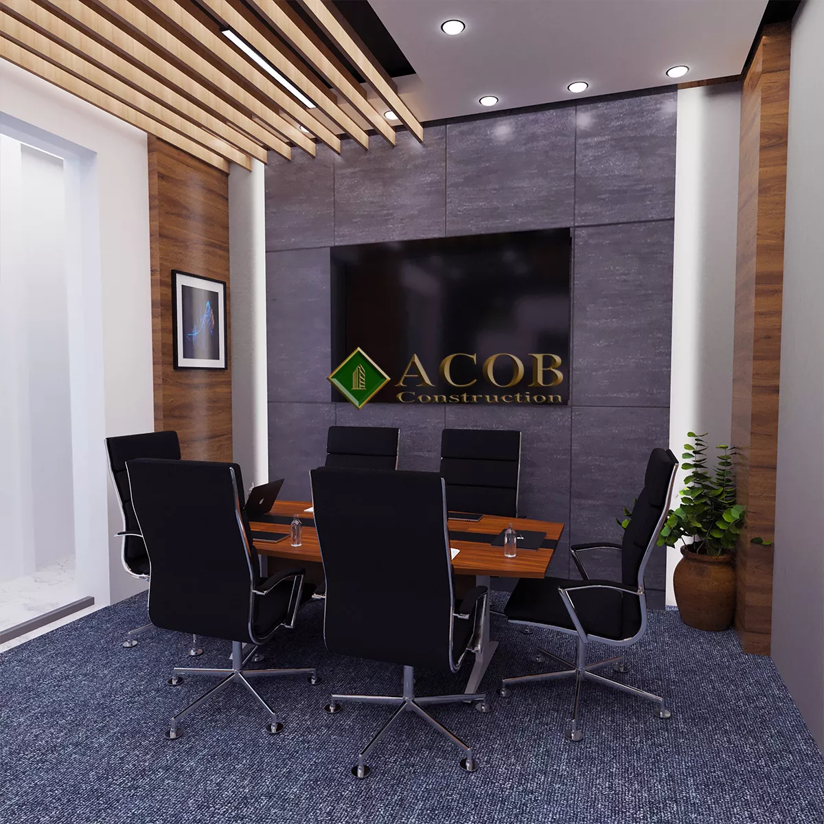 Ağ şəhər (220 m²) ofisin interyer dizaynı