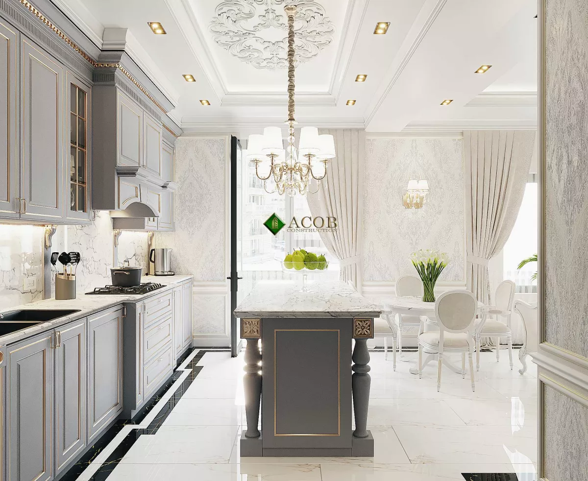 Ağ şəhər ( 200 m²) mənzilin interier dizaynı