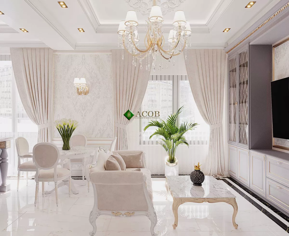 Ağ şəhər ( 200 m²) mənzilin interier dizaynı