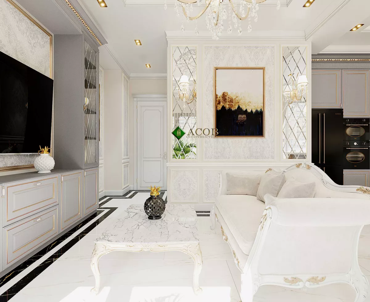 Ağ şəhər ( 200 m²) mənzilin interier dizaynı