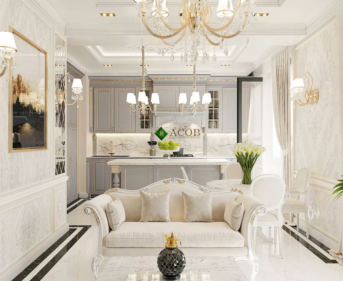 Ağ şəhər ( 200 m²) mənzilin interier dizaynı