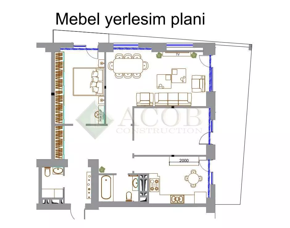 Grand Həyat - 120 m² mənzilin interyer dizaynı