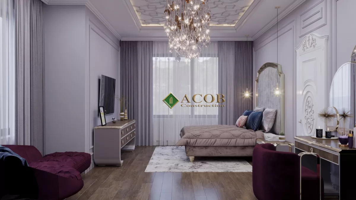 Ləhic (210 m²) bağ evinin interyer dizaynı. Neoklassika