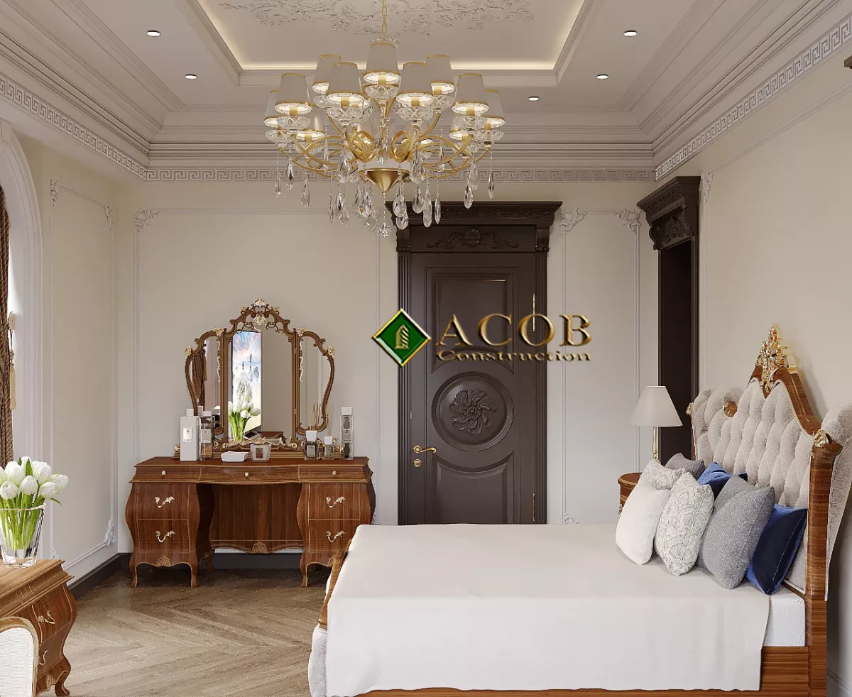 Badamdar (320 m²) villanın interyer dizaynı. Neoklassika