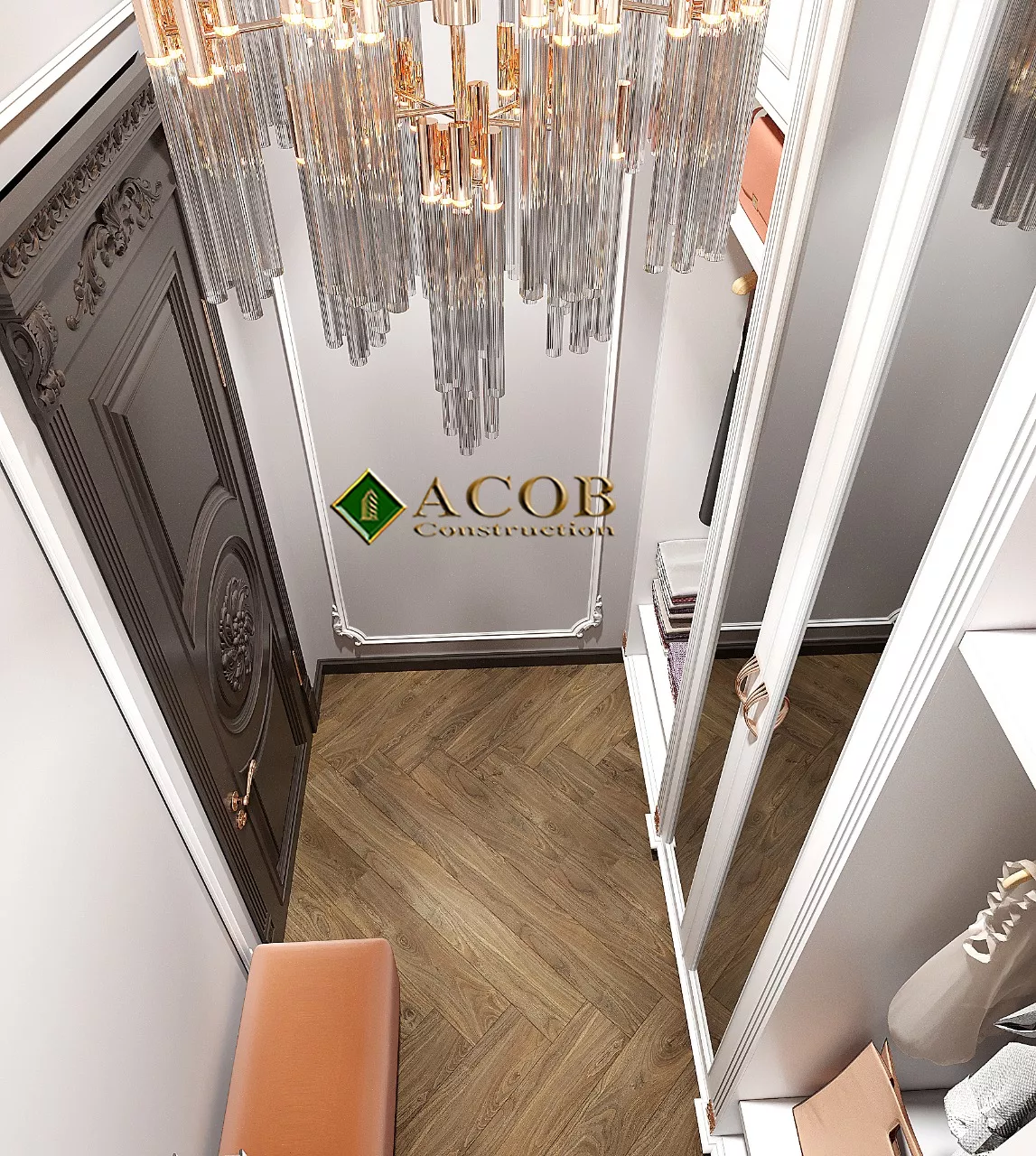Badamdar (320 m²) villanın interyer dizaynı. Neoklassika