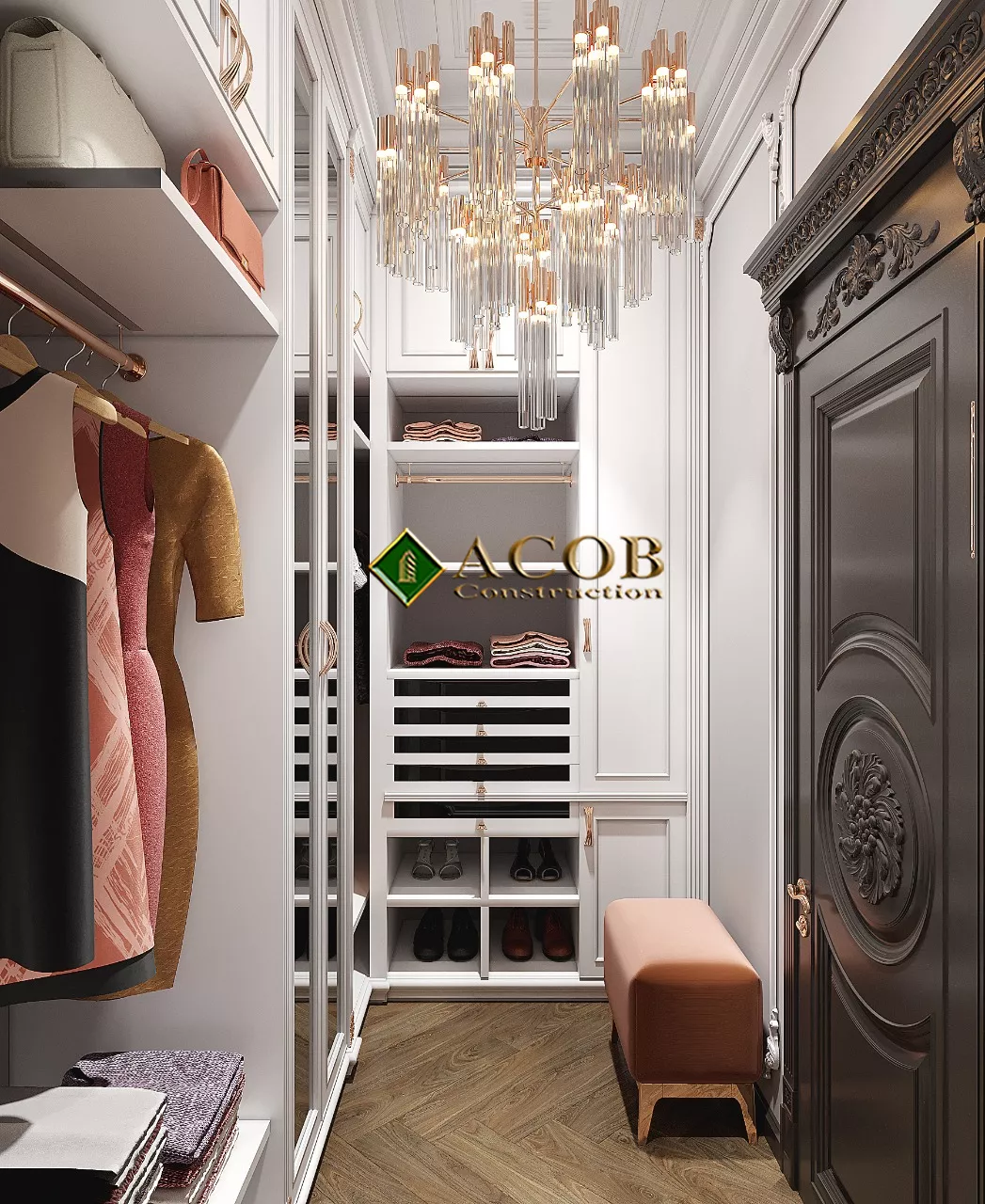 Badamdar (320 m²) villanın interyer dizaynı. Neoklassika