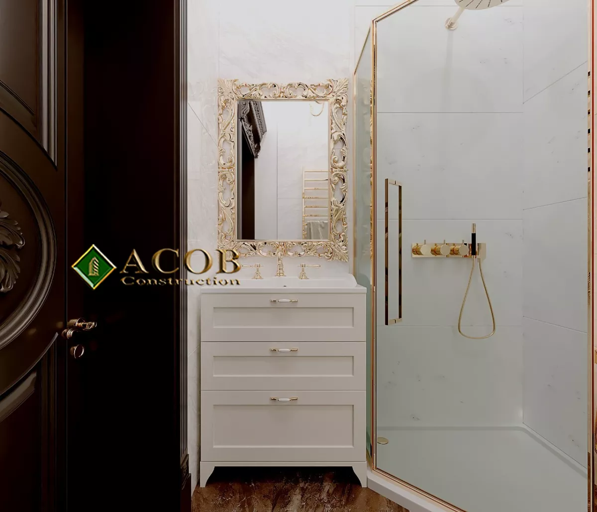 Badamdar (320 m²) villanın interyer dizaynı. Neoklassika