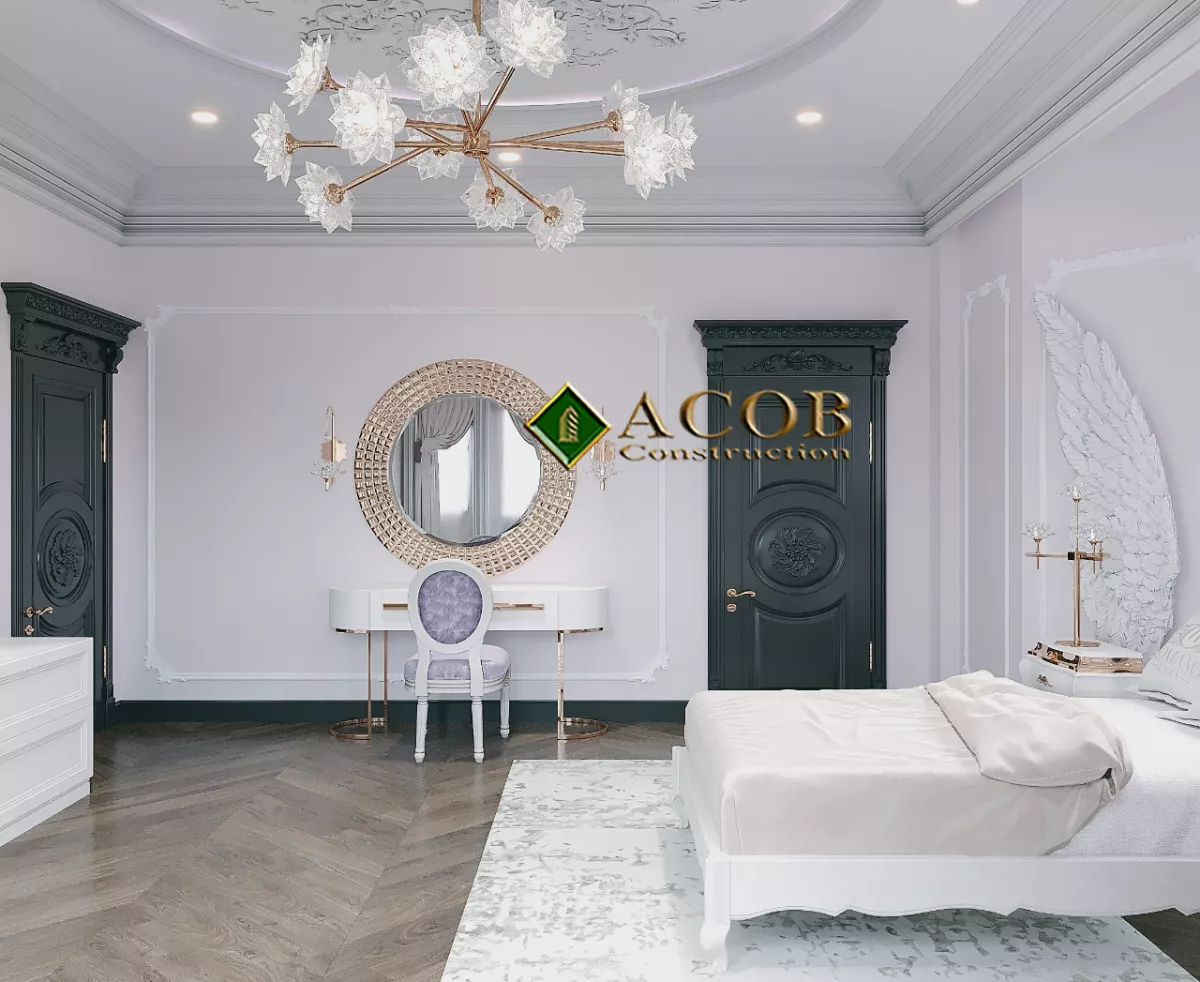 Badamdar (320 m²) villanın interyer dizaynı. Neoklassika