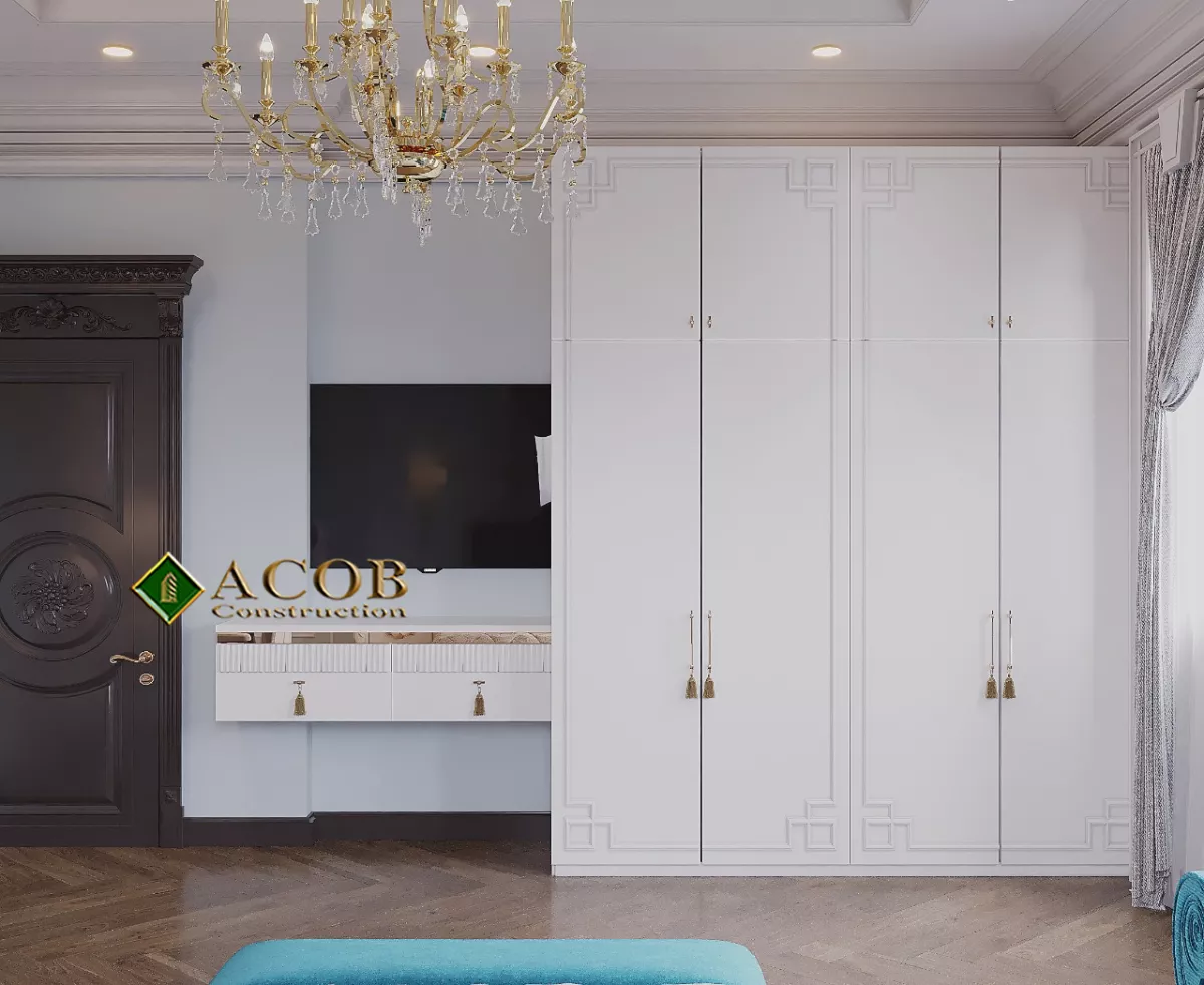 Badamdar (320 m²) villanın interyer dizaynı. Neoklassika