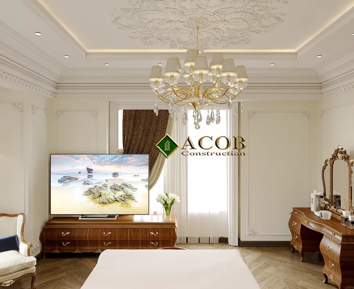 Badamdar (320 m²) villanın interyer dizaynı. Neoklassika