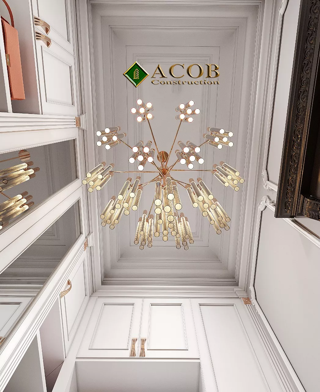 Badamdar (320 m²) villanın interyer dizaynı. Neoklassika