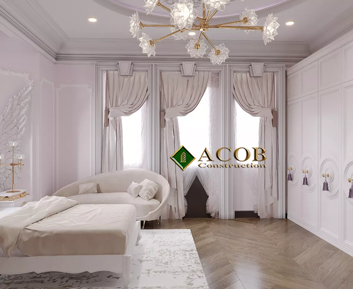 Badamdar (320 m²) villanın interyer dizaynı. Neoklassika