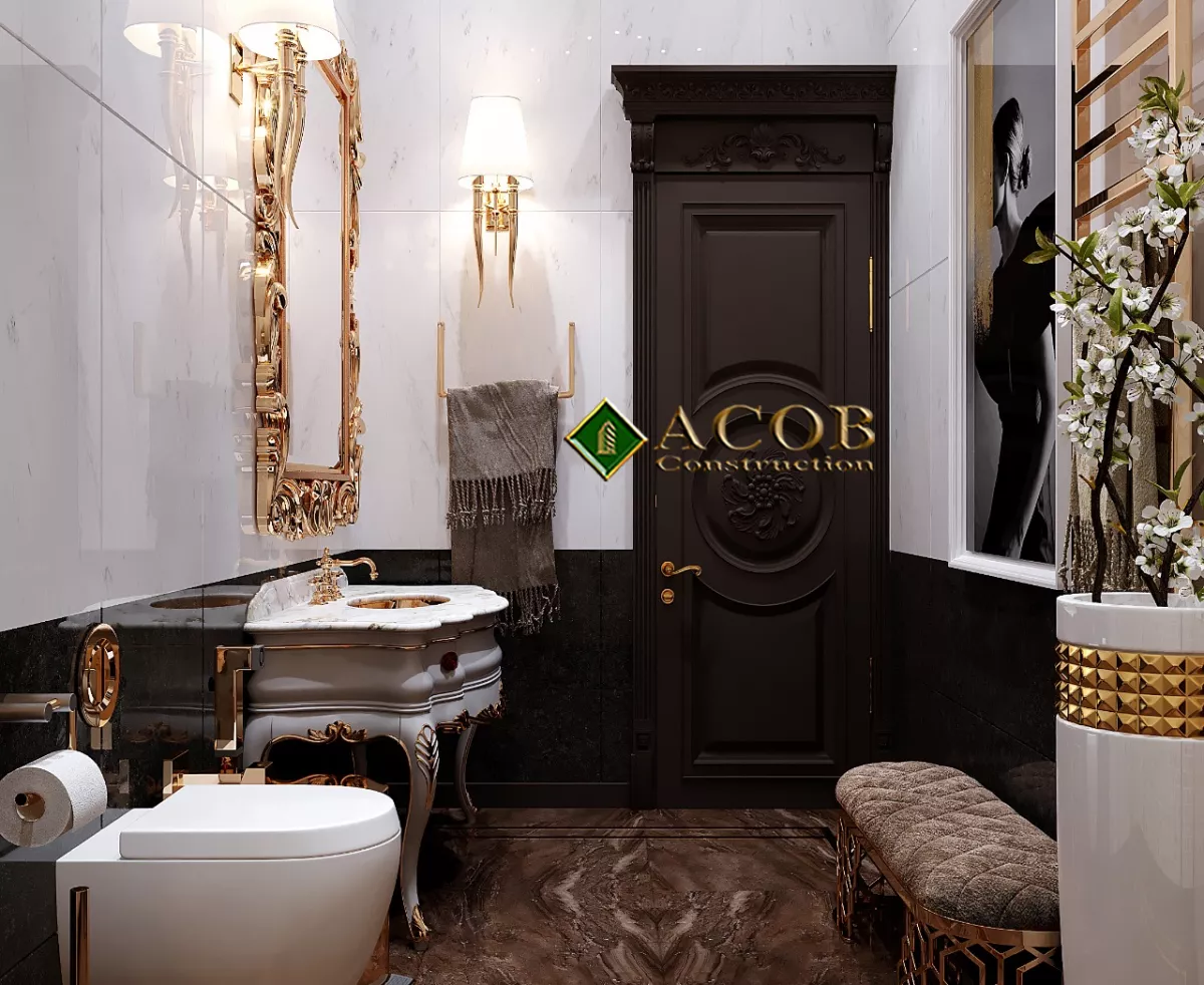 Badamdar (320 m²) villanın interyer dizaynı. Neoklassika