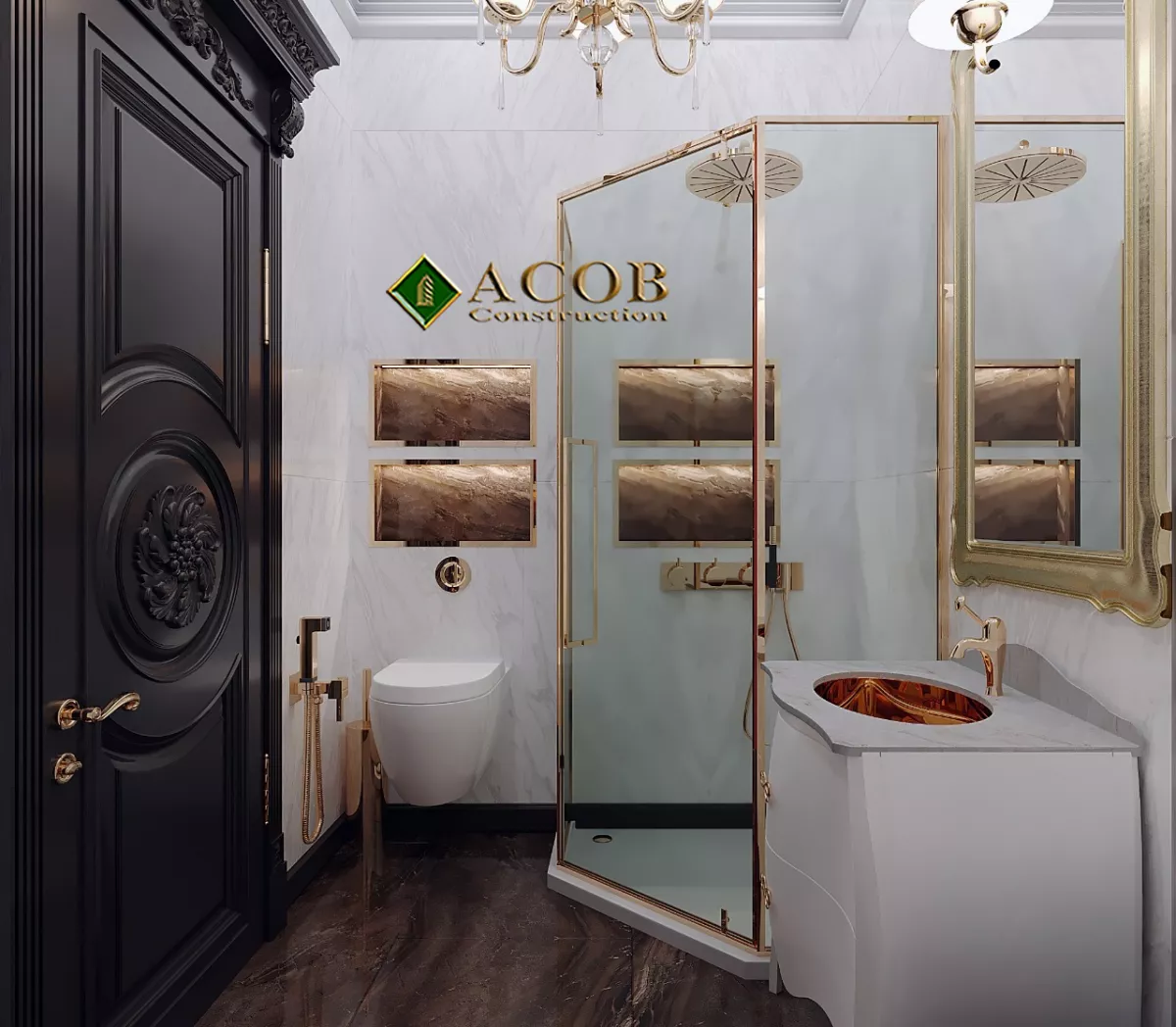 Badamdar (320 m²) villanın interyer dizaynı. Neoklassika