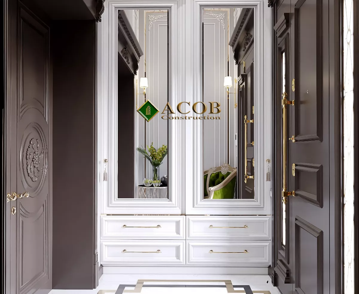 Badamdar (320 m²) villanın interyer dizaynı. Neoklassika