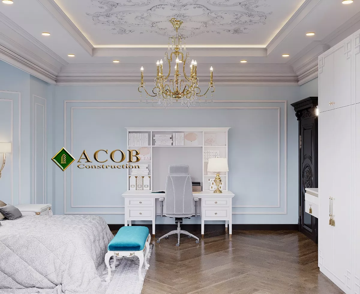 Badamdar (320 m²) villanın interyer dizaynı. Neoklassika